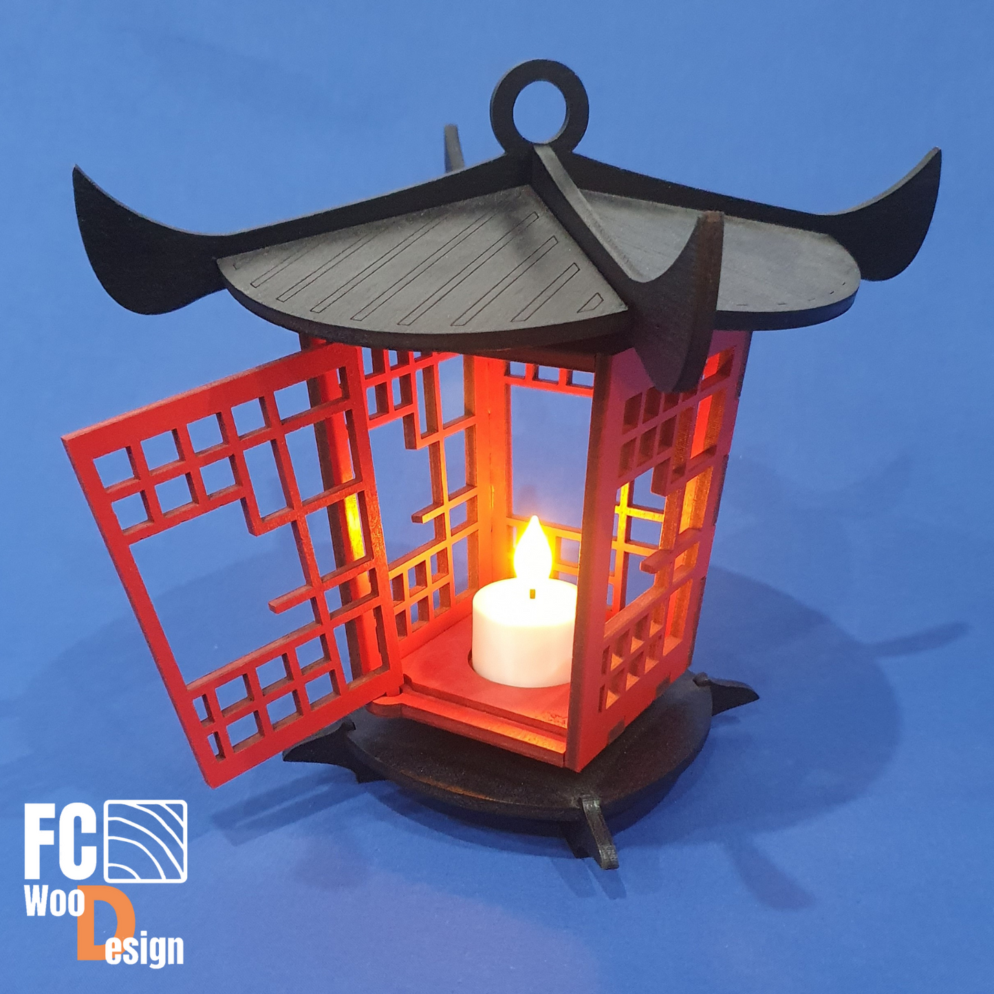 Lanterne Japonaise en Bois - Élégance Rouge et Noire