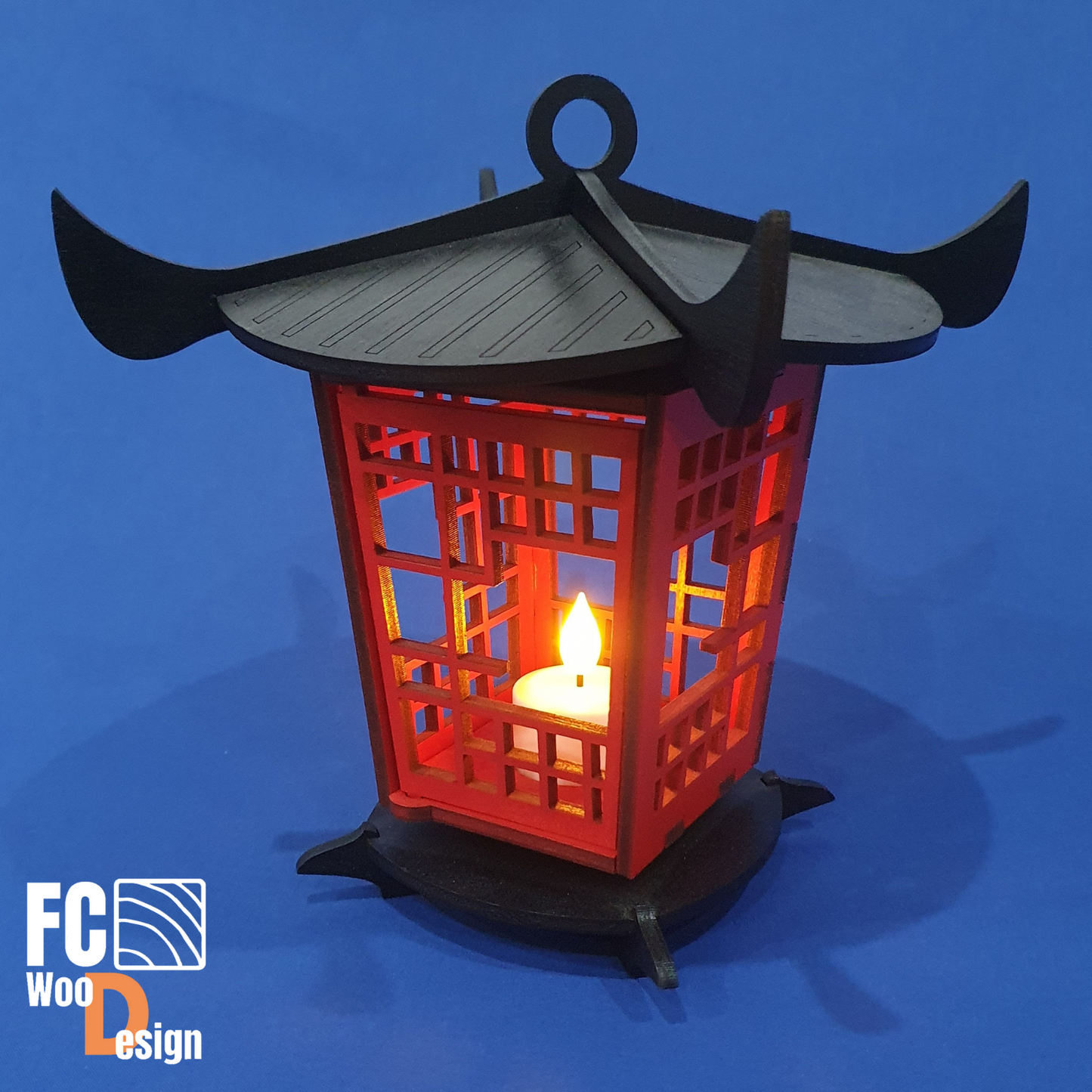 Lanterne Japonaise en Bois - Élégance Rouge et Noire