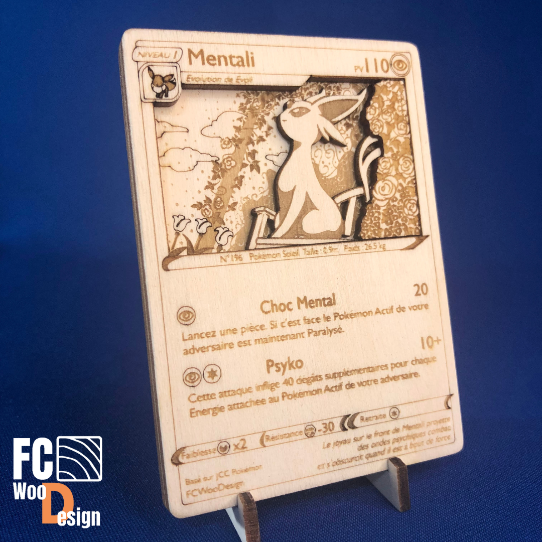 Pokémon card #001 -BULBIZARRE in 3D effect wood FR