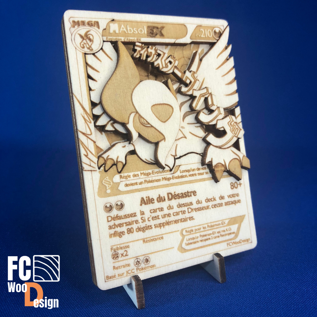 Pokémon card #001 -BULBIZARRE in 3D effect wood FR