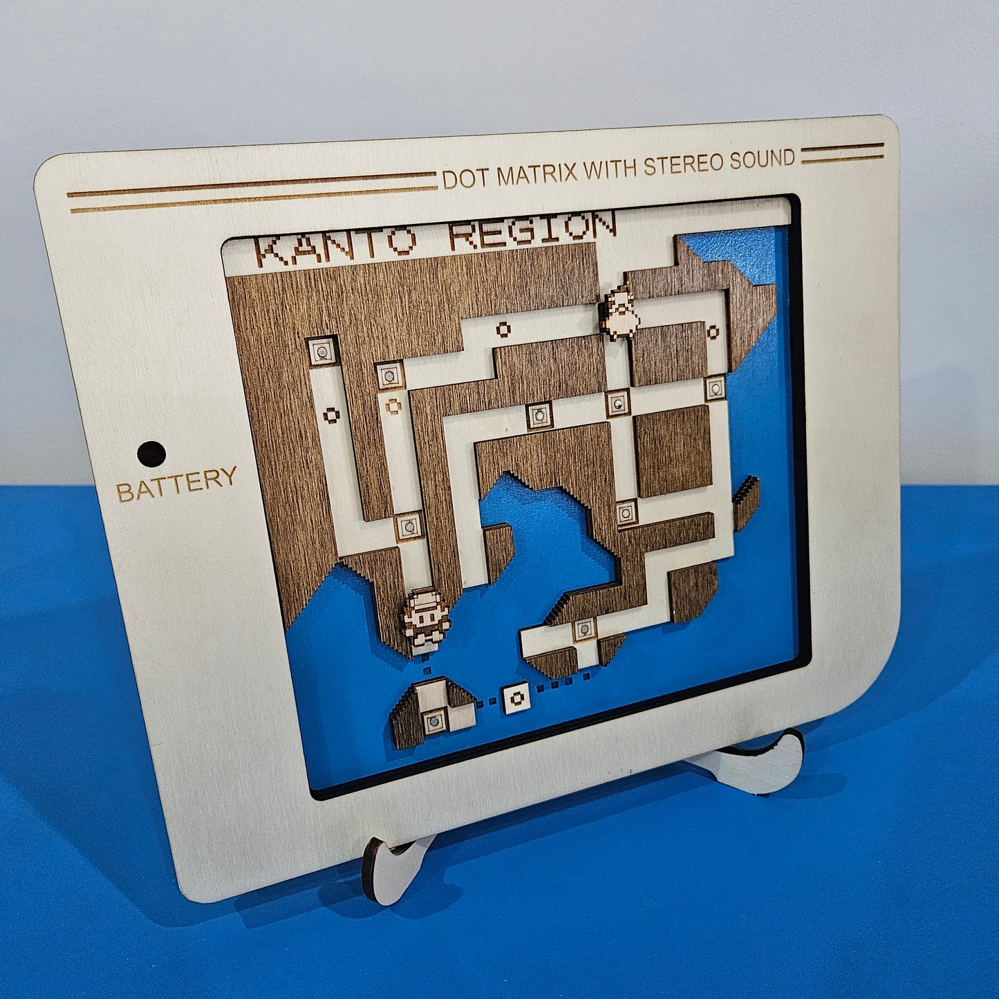 Tableau Ecran Game Wood - Map Kanto en bois magnétique ⚡🧲⚡