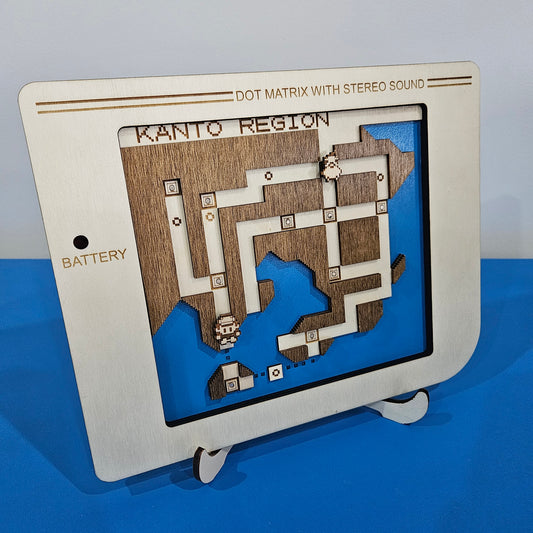 Tableau Ecran Game Wood - Map Kanto en bois magnétique ⚡🧲⚡