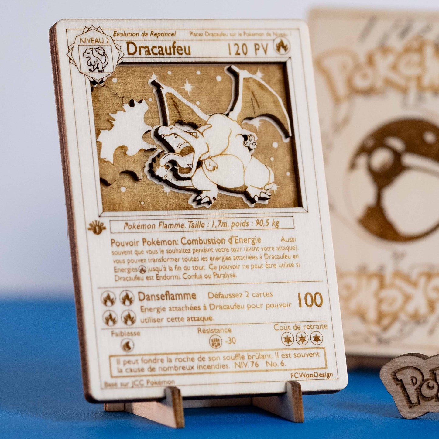 Carte PokéWooD en bois effet 3D