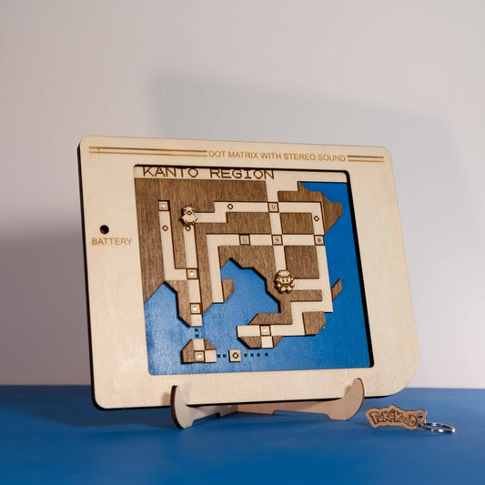 Tableau Ecran Game Wood - Map Kanto en bois magnétique ⚡🧲⚡