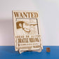 Affiches 3D en bois WANTED inspirées de One Piece