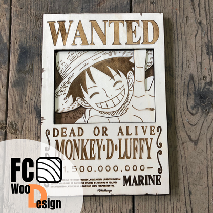 Affiches 3D en bois WANTED inspirées de One Piece