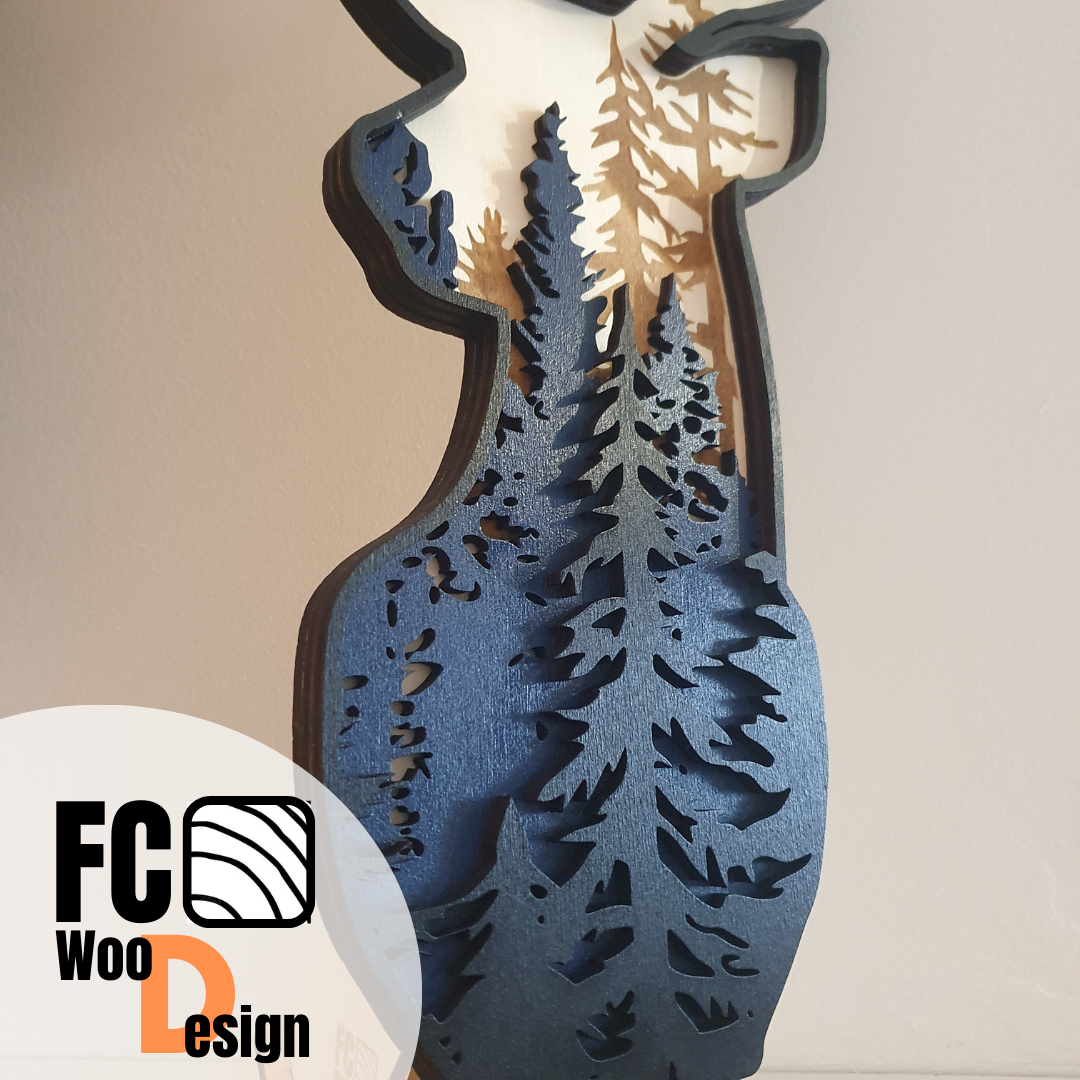 Buste de cerf 3D Forêt